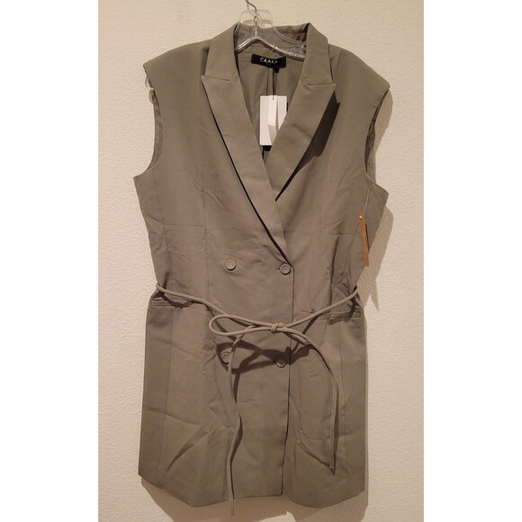 NWT Caara Sleeveless Tuxedo Dress Olive Green Women's Large Office Career Preppy - Picture 1 of 9